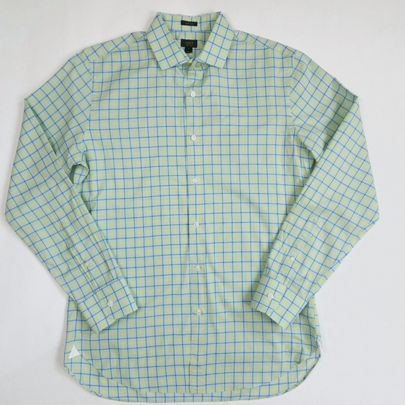 J.Crew Ludlow Green Yellow Plaid Button-Down Long Sleeve Shirt Mens Medium - Picture 1 of 12